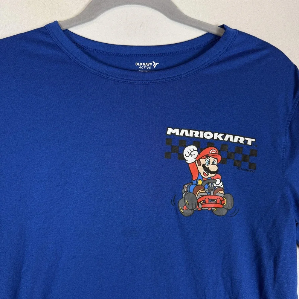 Old Navy Active Shirt Kids XL 14-16 Blue Mario Kart Graphic Tee Go-Dry Cool